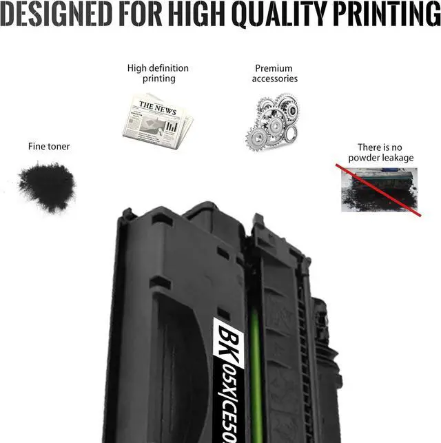 Alt view image 5 of 6 - 1 PK 05X CE505XD Black Toner Cartridge 7,500 Pages High-Yield Compatible, 05X|CE505XD, Replacement for HP P2055 (CE456A) P2055d (CE457A) P2055dn (CE459A) P2055x (CE460A) Printerwith chip