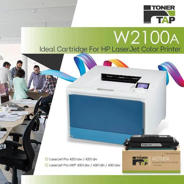 Alt view image 2 of 7 - Toner Tap 210A Toner Cartridge Replacement Compatible for HP Color Laserjet Pro 4201dw, 4201dn, HP Color Laserjet Pro MFP 4301dw, 4301dn, 4301fdw - Standard Yield 2,000 Pages Black Toner W2100A