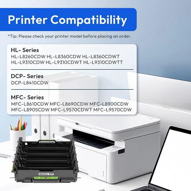 Alt view image 2 of 6 - DR431CL DR-431CL Drum Unit Replacement for Brother DR431 Drum for MFC-L8610CDW MFC-L8900CDW HL-L8260CDW HL-L8360CDW HL-L8260CDN HL-L9310CDW MFC-L9570CDW MFC-L8905CDW DCP-L8410CDW Printer, 1-Pack