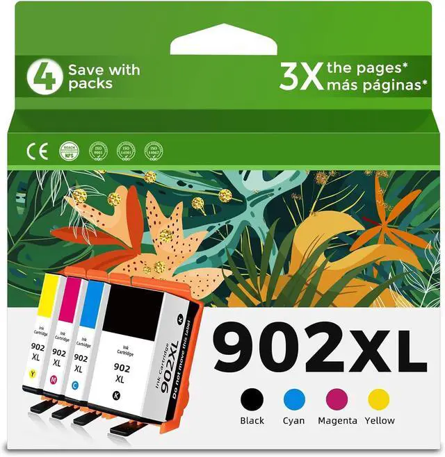 Main image of 902XL Ink Cartridges Combo Pack for HP 902 XL Black Color Compatible for HP902 HP902XL OfficeJet 6978 6962 6968 6970 6958 6960 6975 6950 6954 6951 6956 6961 6963 6964 6966 Printer Cyan Magenta Yellow