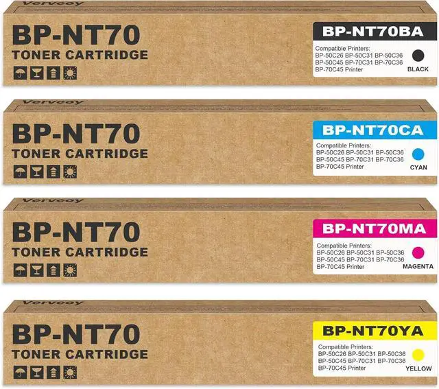 Main image of BP-NT70 BP-NT70BA BP-NT70CA BP-NT70MA BP-NT70YA High Yield 4-Pack Toner Cartridge Replacement for Sharp BP-NT70 for BP-50C26 BP-50C31 BP-50C36 BP-50C45 BP-70C31 BP-70C36 BP-70C45 Printer (4-Pack)