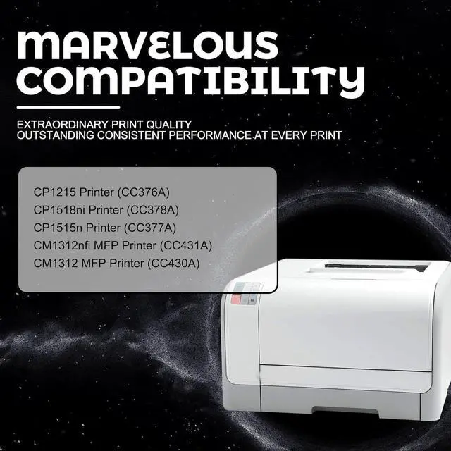 Alt view image 2 of 7 - High Yield Compatible 125A Toner Cartridge Replacement for HP 125A | CB540A CB541A CB543A CB542A BK/C/M/Y (with chip) to use with Color CP1215 Printer (CC376A) CP1518ni Printer (CC378A) (2BK/1C/1M/1Y)