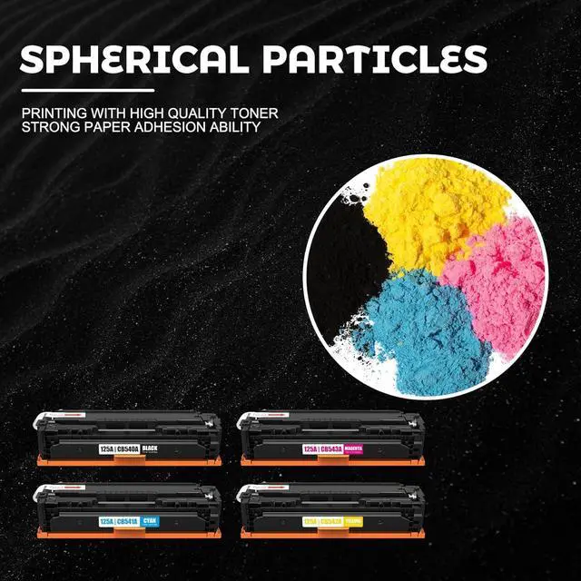 Alt view image 4 of 7 - High Yield Compatible 125A Toner Cartridge Replacement for HP 125A | CB540A CB541A CB543A CB542A BK/C/M/Y (with chip) to use with Color CP1215 Printer (CC376A) CP1518ni Printer (CC378A) (2BK/1C/1M/1Y)