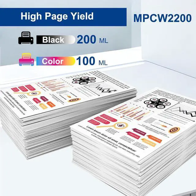Alt view image 4 of 7 - MP CW2200 Ink Cartridge 4-Pack Replacement for Ricoh MP CW2200 841720 841721 841722 841723 Ink for Aficio MP-CW1200 2000 2200 Gestetner MP CW2200 Lanier MP CW2200 CW2201sp Savin MP CW2200 CW2201sp