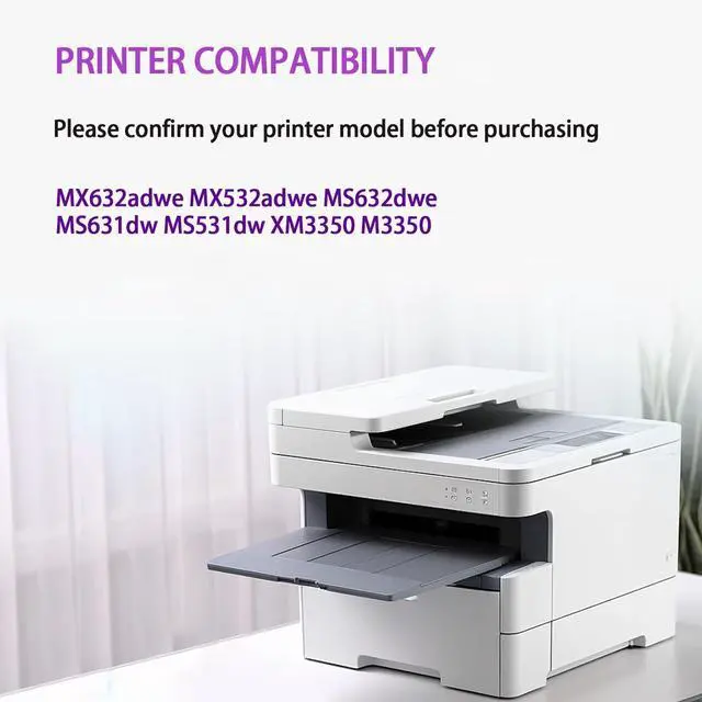 Alt view image 3 of 7 - 66S0Z00 Replacement Toner Cartridge (with Chip) for Lexmark MX632adwe MX532adwe MS632dwe MS631dw MS531dw XM3350 M3350 Printers