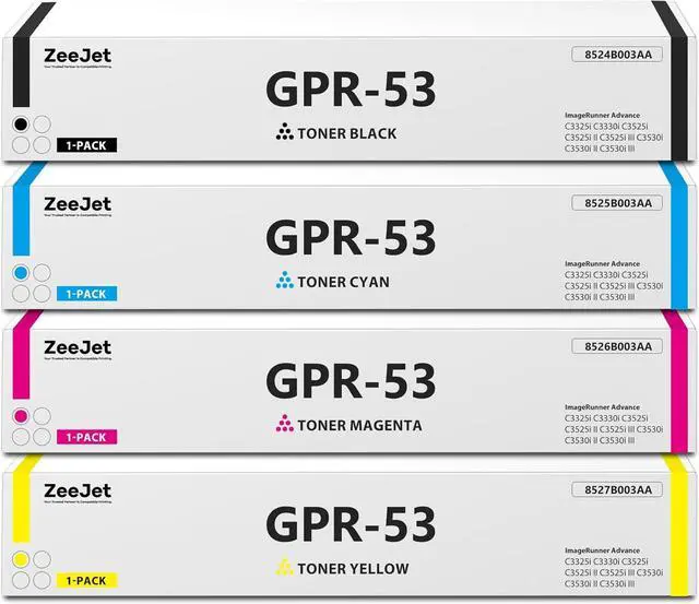 Main image of GPR-53 GPR53 Toner Cartridges High-Yield Black Cyan Magenta Yellow Replacement for Canon GPR-53 Toner Cartridge for ImageRunner Advance C3325 C3325i C3330 C3330i C3525i C3530i Printer Ink 4-Pack