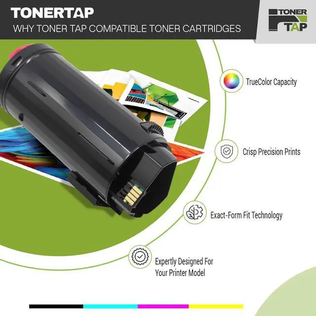 Alt view image 3 of 7 - Toner Tap Compatible Toner Cartridges 4-Pack for Xerox VersaLink C500 Toner, C505 Toner, Extra High-Yield Replacement for Toner 106R03869 106R03866 106R03867 106R03868 (Black Cyan Magenta Yellow)