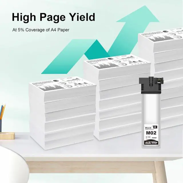 Alt view image 3 of 7 - Remanufactured M02120 Standard Capacity Black Ink Cartridge M02 Replacement for Workforce Pro WF-M5799 WF-M5299 WF M5799 M5299 (1 Black)