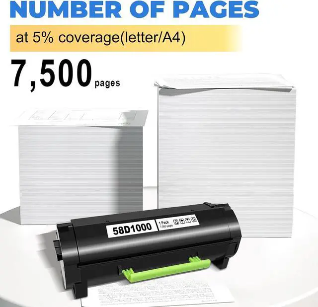 Alt view image 3 of 5 - 58D1000 Toner Cartridge Compatible for Lexmark 58D1000 Toner Cartridge MS725 MS821 MS822 MS823 MS824 MS825 MS826 MX721 MX722 MX725 MX822 MX824 MX826 Printer - 7,500 Pages, 1 Pack