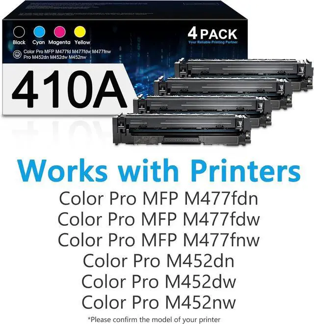 Alt view image 2 of 6 - 410A CF410A CF411A CF412A CF413A High Yield Replacement for HP 410A Toner Cartridges 4 Pack Color Pro M452dw M452nw MFP M477fdw M477fnw M452dn M377dw M477fdn Toner