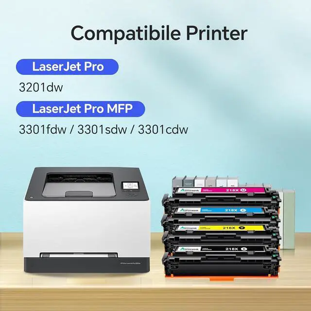 Alt view image 2 of 7 - 218X Toner Cartridges 4 Pack with Chip High Yield Replacement for HP 218A 218X Toner Cartridges for Color Laserjet Pro 3201dw MFP 3301fdw 3301cdw 3301sdw Printer ( Black Cyan Yellow Magenta)