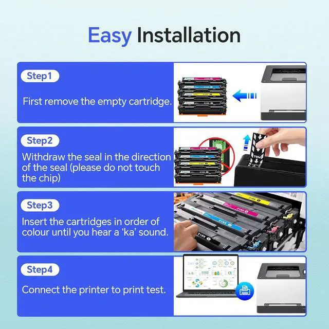 Alt view image 7 of 7 - 218X Toner Cartridges 4 Pack with Chip High Yield Replacement for HP 218A 218X Toner Cartridges for Color Laserjet Pro 3201dw MFP 3301fdw 3301cdw 3301sdw Printer ( Black Cyan Yellow Magenta)