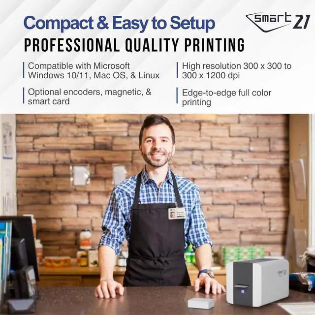Alt view image 6 of 7 - IDP SMART-21SK-EZ ID Card Simplex Printer Kit with Easy-Load Ribbon. PC Only Software, 100 Print YMCKO Color Ribbon, and 100 PVC Plastic Cards - Now with SMARTMark Security