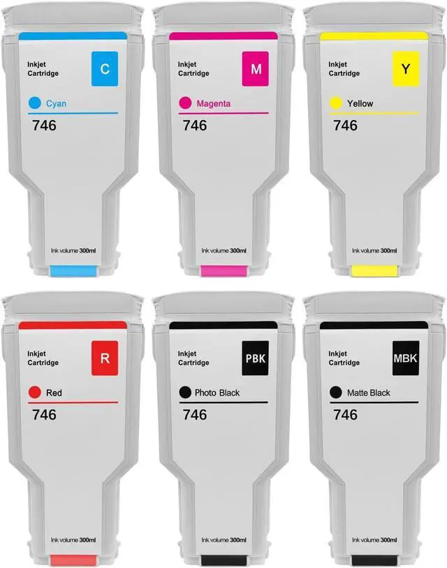 Main image of 746 Ink Compatible for HP 746 Ink Cartridge 300-ML P2V78A P2V79A P2V80A P2V81A P2V82A P2V83A for HP DesignJet Z6 & Z9+ Large Format Printer Ink 6 Pack
