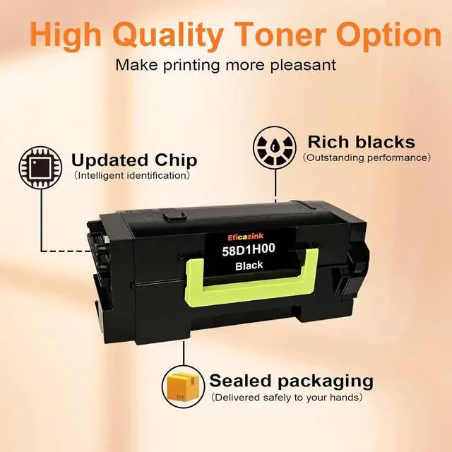 Alt view image 2 of 7 - 58D1H00 Black High Yield Toner Cartridge Compatible for MS725dvn MS821dn MS822de MS823dn MS825dn MS826de MX721ade MX721adhe MX722ade MX722adhe MX822ade MX822adxe MX826ade MX826adxe Printers