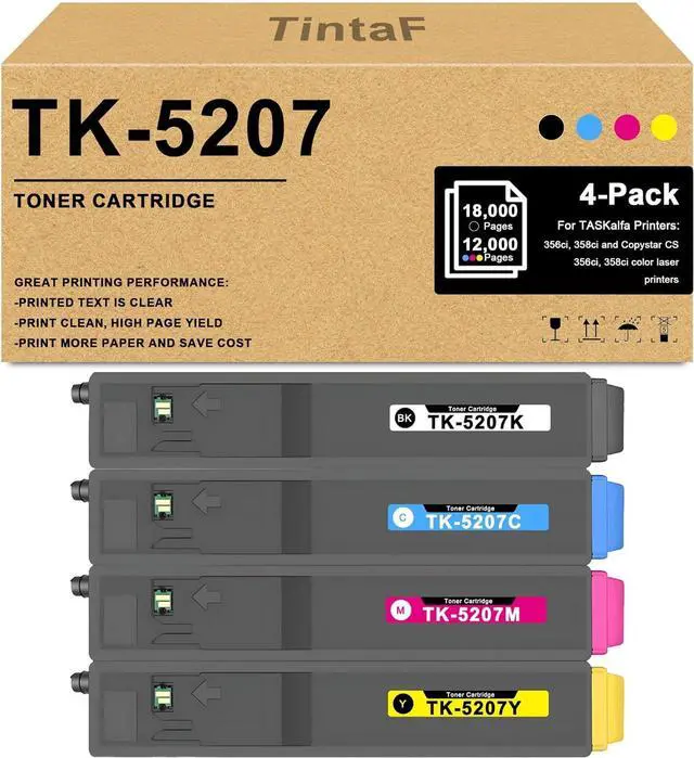Main image of TK-5207 TK5207 Toner Cartridge Replacement for Kyocera TK-5207K TK-5207C TK-5207M TK-5207Y Toner Cartridge for TASKalfa 356ci 358ci and Copystar CS356ci CS358ci Printer (4-Pack, BK/C/M/Y)