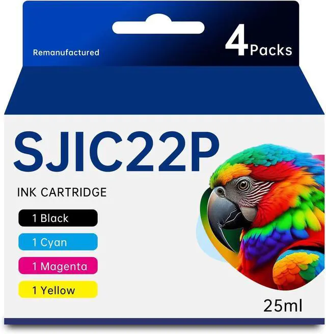 Main image of Remanufactured SJIC22P Ink Cartridges SJIC22P K C M Y Ink Replacement for TM-C3500 Ink Cartridge SJIC22P for Colorworks TM-C3500 TM-C3510 TM-C3520 Printer Ink 4-Pack, Black Cyan Magenta Yellow