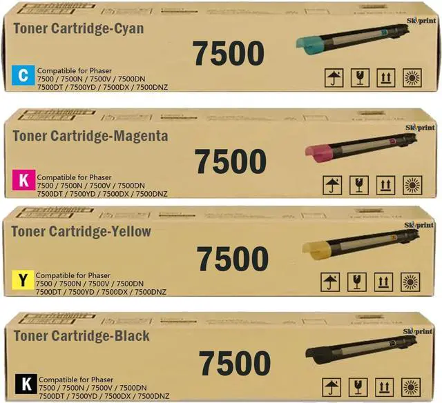 Main image of Phaser 7500 Toner Cartridge Replacement for Xerox 106R01439 106R01438 106R01437 106R01436 Phaser 7500 7500N 7500V 7500DN 7500DT 7500YD 7500DX 7500DNZ Printer Black Cyan Magenta Yellow