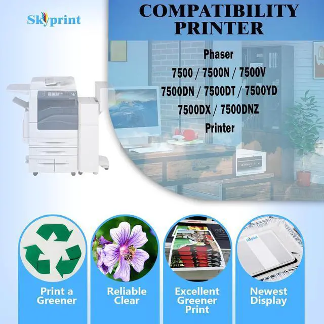 Alt view image 2 of 6 - Phaser 7500 Toner Cartridge Replacement for Xerox 106R01439 106R01438 106R01437 106R01436 Phaser 7500 7500N 7500V 7500DN 7500DT 7500YD 7500DX 7500DNZ Printer Black Cyan Magenta Yellow