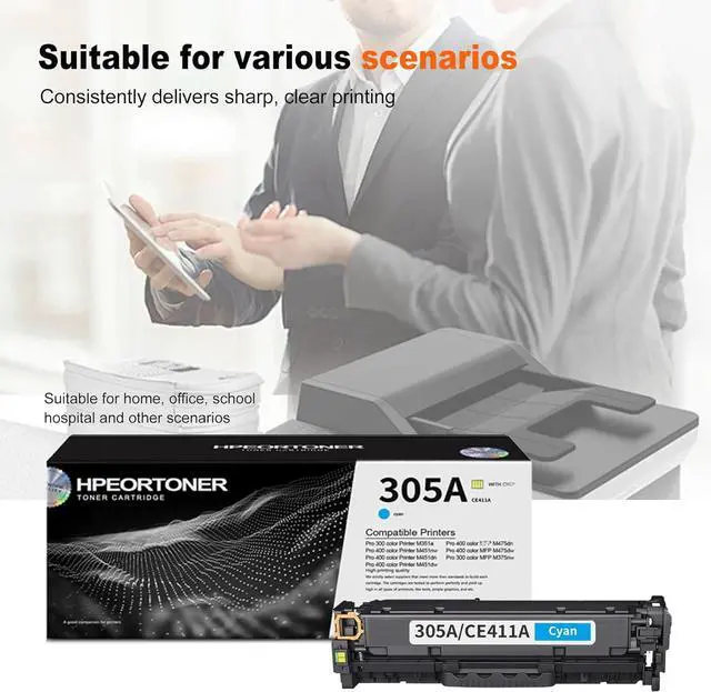 Alt view image 6 of 6 - 1 Pack 305A / CE411A Cyan Toner Cartridge, High Yield 2,800 Pages, Replacement for HP 305A / CE411A Color Pro 300 Color M351a MFP M375nw Pro 400 M451nw M451dn M451dw Printer