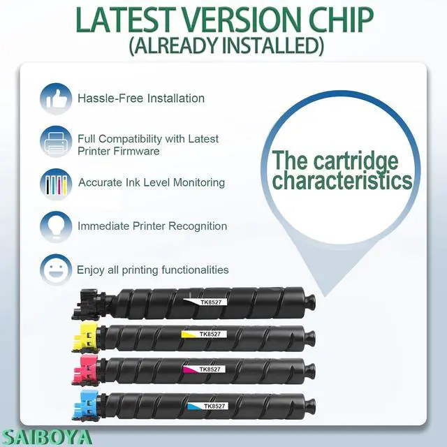 Alt view image 2 of 7 - Compatible TK8527 TK-8527 Toner Cartridge Work for Kyocera TK-8527K TK-8527C TK-8527M TK-8527Y for Mita TASKalfa 3552ci 3553ci 4052ci 4053ci Copystar Printers (BK,C,M,Y)