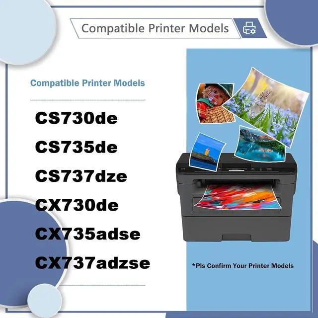 Alt view image 2 of 7 - Compatible 71C1HK0 71C10C0 71C10M0 71C10C0 High-Capacity Toner Cartridge, Works for Lexmark CS730de CS735de CS737dze CX730de CX735adse CX737adzse Printers 4 Colors