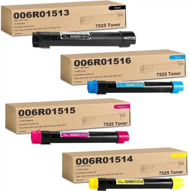 Main image of WorkCentre 7525 006R01513 006R01514 006R01515 006R01516 High Yield 4-Pack Toner Cartridge Replacement for Xerox 006R01513 Black for WorkCentre 7525 7530 7535 7545 7556 7830 Printer (4-Pack, BK/C/M/Y)