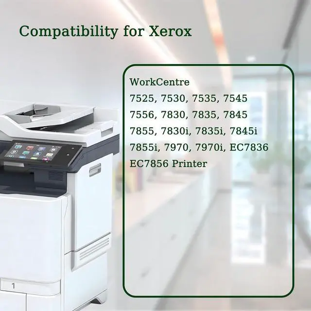 Alt view image 2 of 7 - WorkCentre 7525 006R01513 006R01514 006R01515 006R01516 High Yield 4-Pack Toner Cartridge Replacement for Xerox 006R01513 Black for WorkCentre 7525 7530 7535 7545 7556 7830 Printer (4-Pack, BK/C/M/Y)