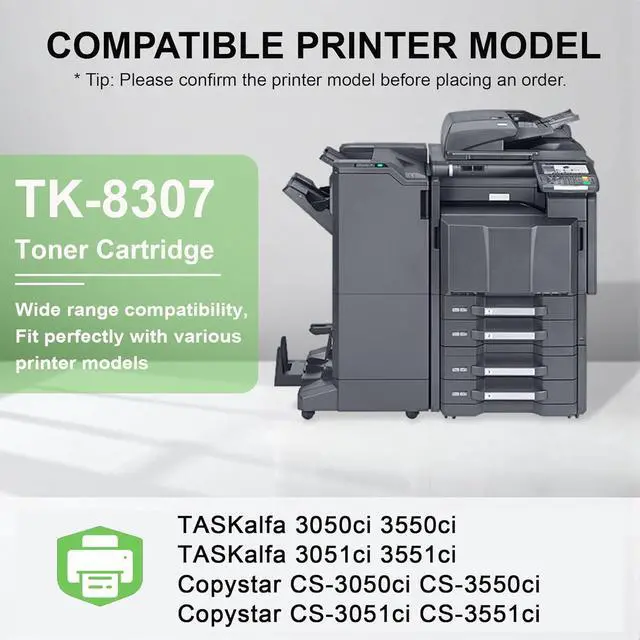Alt view image 2 of 6 - 1 Pack TK8307 Black Toner Cartridge: Compatible TK8307K TK-8307 Toner Replacement for Kyocera TK-8307 Toner Cartridge for TASKalfa 3050ci 3550ci 3051ci 3551ci Printer, 25,500 Pages Each
