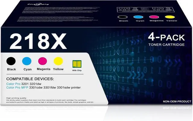 Main image of 218X Toner Cartridge Replacement for HP 218 218A 218X Toner Cartridges 4 Pack with chip Compatible for hp Color Pro 3201dw Color Pro MFP 3301cdw 3301fdw 3301sdw Printer (Black Cyan Magenta Yellow)