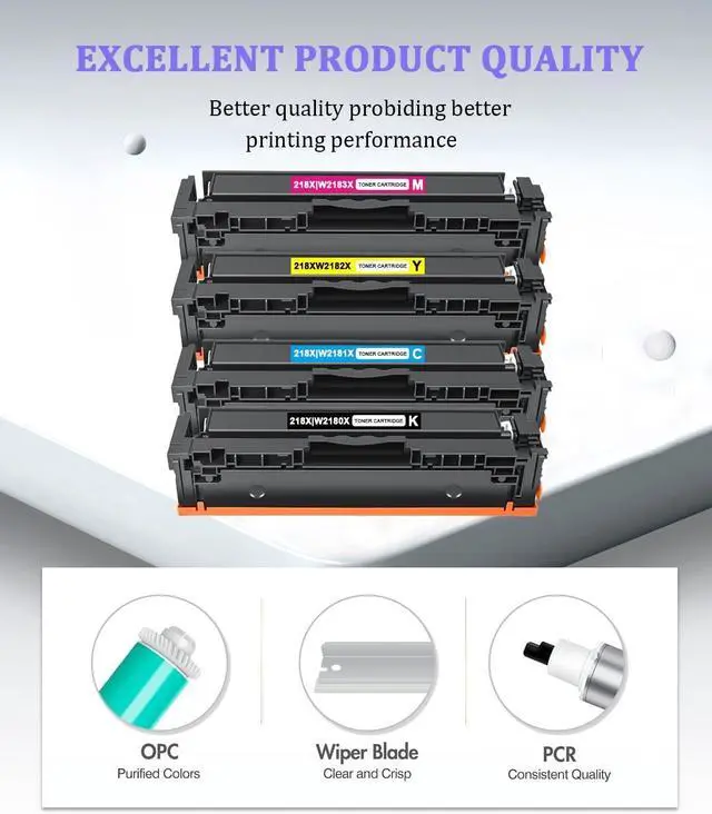 Alt view image 4 of 7 - 218X Toner Cartridge Replacement for HP 218 218A 218X Toner Cartridges 4 Pack with chip Compatible for hp Color Pro 3201dw Color Pro MFP 3301cdw 3301fdw 3301sdw Printer (Black Cyan Magenta Yellow)