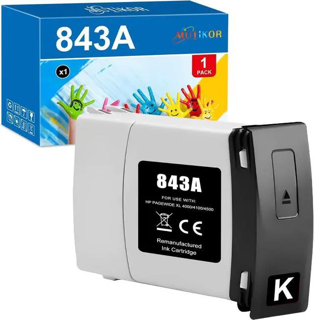 Main image of 1-Pack 843A Remanufactured Ink Balck Replacement for HP 843a C1Q57A Ink Cartridge Work with HP PageWide XL 4000 4100 4500 4600 5000 Wide Format Printers, High Yield 843A Ink 400ml BK