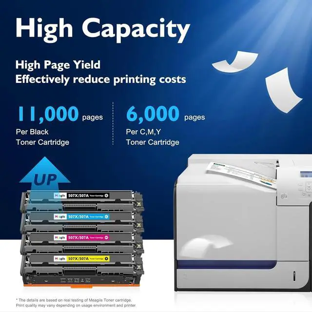 Alt view image 3 of 7 - 507X 507A Toner Cartridge 4-Pack, Repalcement for HP 507X 507A High Yield CE400X CE401A CE402A CE403A for HP Laserjet Enterprise 500 Color M551 M551dn M551n M575 M575dn M570 M570dn M570dw Printer