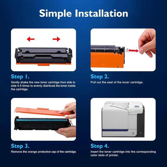 Alt view image 5 of 7 - 507X 507A Toner Cartridge 4-Pack, Repalcement for HP 507X 507A High Yield CE400X CE401A CE402A CE403A for HP Laserjet Enterprise 500 Color M551 M551dn M551n M575 M575dn M570 M570dn M570dw Printer