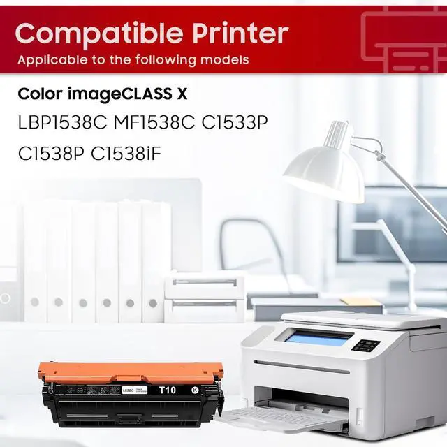 Alt view image 2 of 6 - T10 Toner Cartridge 1-Pack T10 Black Toner Replacement for Canon T10 Toner for Color imageCLASS X LBP1538C MF1538C C1533P C1538P C1538iF Printer