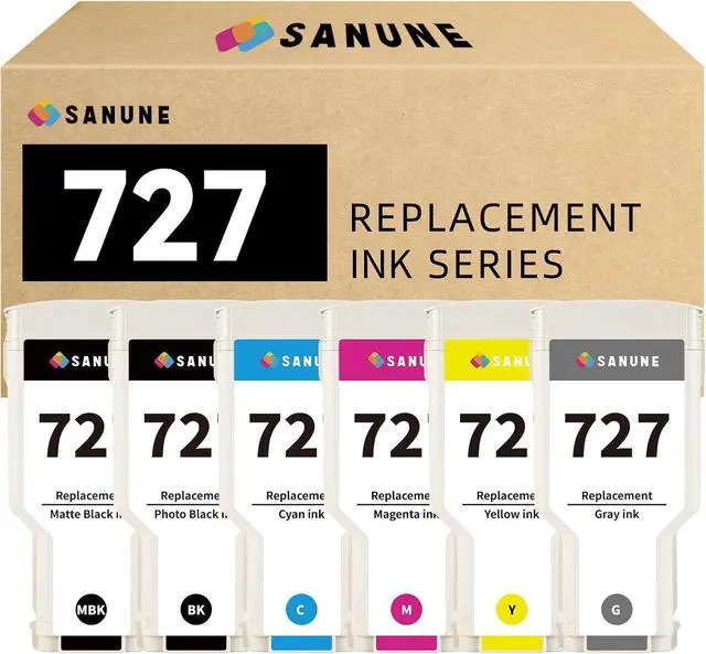 Main image of 727 Ink Cartridge 300ml C1Q12A F9J76A F9J77A F9J78A F9J79A F9J80A (6-Pack) Replacement for HP 727 Ink Cartridges for DesignJet T920 T930 T1500 T1530 T2500 T2530 Printer
