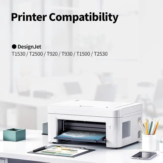 Alt view image 2 of 6 - 727 Ink Cartridge 300ml C1Q12A F9J76A F9J77A F9J78A F9J79A F9J80A (6-Pack) Replacement for HP 727 Ink Cartridges for DesignJet T920 T930 T1500 T1530 T2500 T2530 Printer