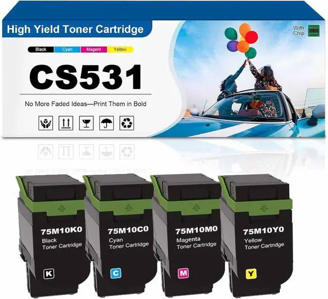 Main image of 75M10K0 75M10C0 75M10M0 75M10Y0 CS531 Toner Cartridge Compatible for Lexmark CS531dw CS632dwe CX532adwe CX635adwe Printers, 3,000 Pages Black 2,000 Pages Color One Set