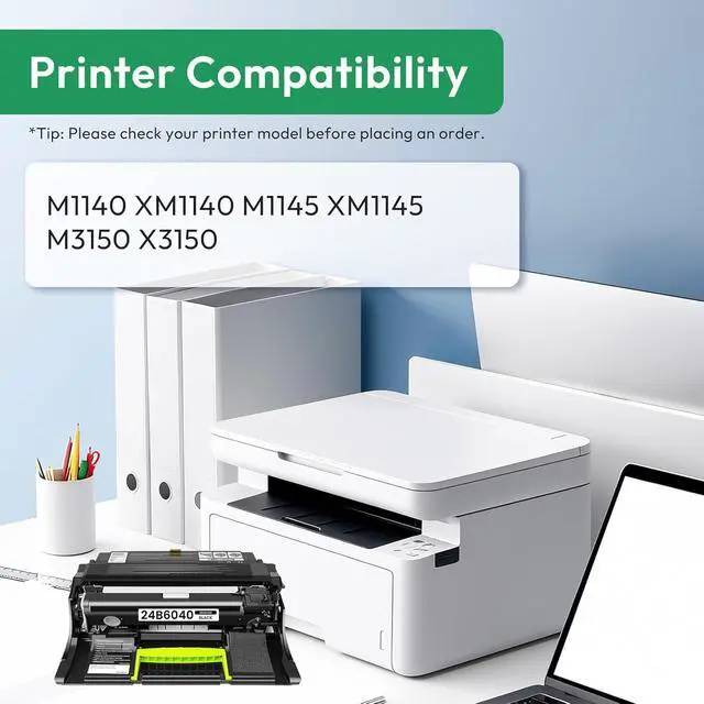 Alt view image 2 of 6 - 24B6040 Drum Unit Replacement for Lexmark 24B6040 Drum Cartridge 24B6040 Imaging Unit for M1140 M1145 M3150 XM1140 XM1145 XM3150 Printer (1-Pack, 60,000 Pages)
