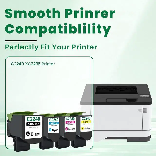 Alt view image 2 of 7 - C2240 XC2235 Toner Cartridge (with chip) Replacement for Lexmark C2240 XC223524B7157 24B7154 24B7155 24B7156 High Yield Toner Cartridge for C2240 XC2235 Printer Ink 4-Pack