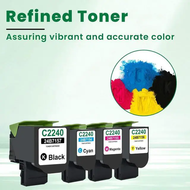 Alt view image 4 of 7 - C2240 XC2235 Toner Cartridge (with chip) Replacement for Lexmark C2240 XC223524B7157 24B7154 24B7155 24B7156 High Yield Toner Cartridge for C2240 XC2235 Printer Ink 4-Pack