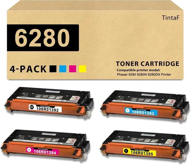 Main image of 6280 Toner Cartridge High Yield 106R01395 106R01392 106R01393 106R01394 Toner Replacement for Xerox 6280 Toner Cartridge for Phaser 6280 6280DN Printer (4-Pack, Black, Cyan, Magenta, Yellow)