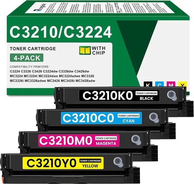 Main image of C3210 C3224 Toner Cartridge (with Chip) Replacement for Lexmark C3210K0 C3210C0 C3210M0 C3210Y0 Toner Cartridges High Yield for C3426 C3224dw C3326dw C3426dw MC3224 MC3326 MC3426 Printer (4-Pack)