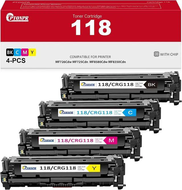 Main image of 118 Toner Cartridge Replacement for Canon 118 Toner Cartridge CRG118 Color imageCLASS MF8580Cdw MF8380Cdw MF8350Cdn MF726Cdw Color imageCLASS LBP7600C Printer, 4 Pack Black/Cyan/Magenta/Yellow