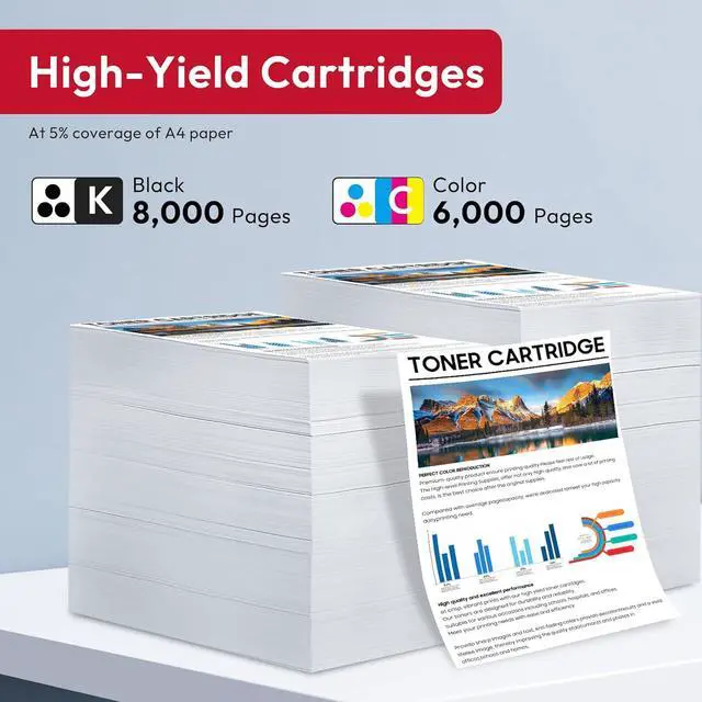 Alt view image 3 of 6 - T09 Toner Cartridge Replacement for Canon T09 T09L Toner Cartridges 3020C005AA 3019C005AA 3018C005AA 3017C005AA Works with ImageCLASS X LBP1127 LBP1127C MF1127 MF1127C Printer (4-Pack, KCMY)