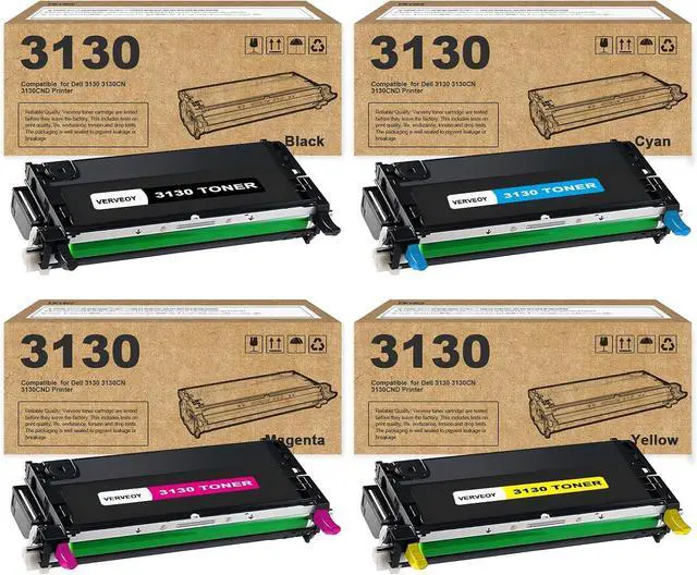Main image of 3130 HIgh Yield Toner Cartridge 4-Pack Replacement for Dell 330-1198 330-1199 330-1200 330-1204 Toner Cartridge for 3130 3130CN 3130CND Printer (4 Pack, Black/Cyan/Magenta/Yellow)