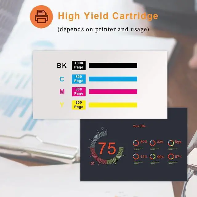 Alt view image 3 of 7 - 923XL 923e 923 (Latest Chip) Combo Pack Ink Cartridge Compatible for HP OfficeJet Pro 8135e 8130e 8139e 8138e 8122e 8120 8124e 8125e 8130 8132e 8134e Printer (4 Packs,1BK/1C/1M/1Y)