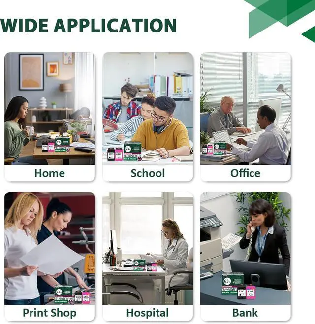 Alt view image 7 of 7 - 63XL Ink Cartridge Black and Color Remanufactured Replacement for HP 63XL Ink with DeskJet 1112 2130 3630; Envy 4511 4512 4520 4522; OfficeJet 3830 Series Printers (2-Pack) (1Black+1Tri-Color)