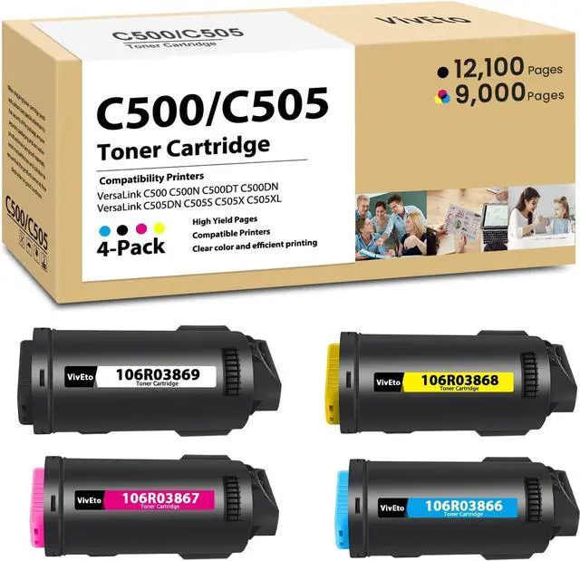 Main image of Versalink C500 C505 Toner Cartridge (with New Chip) Replacement for Xerox 106R03869 106R03866 106R03867 106R03868 for VersaLink C500 C500N C500DT C500DN C505DN C505S C505X Printer Ink 4-Pack