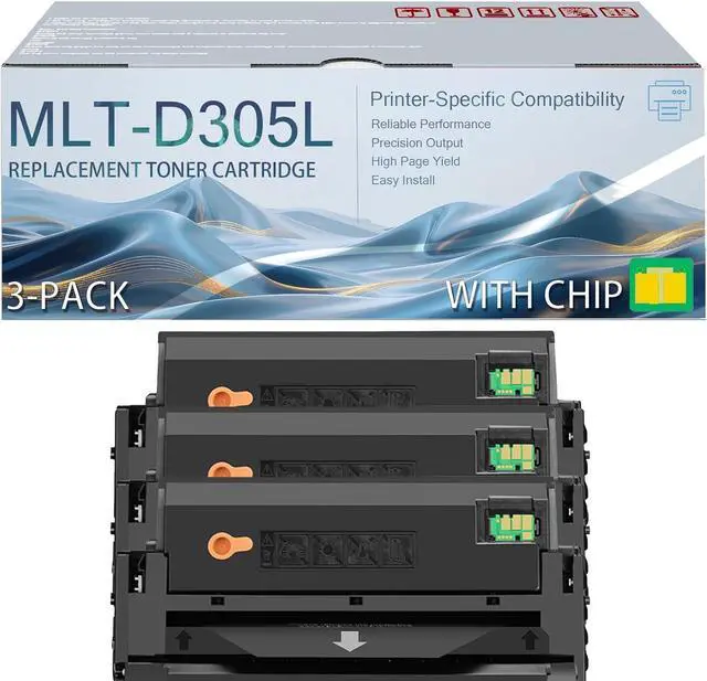 Main image of MLT-D305L MLTD305L 305L Black Toner Cartridge Compatible for Samsung ML-3750 ML-3750N ML-3750ND ML-3753ND Printers, 15,000 Pages 3 Pack